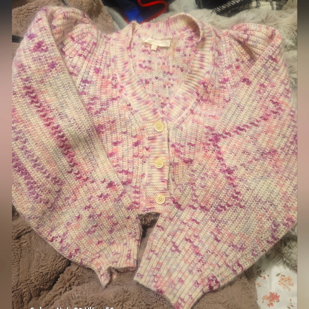 GUC * LoveShack Fancy *Avignon Hand Painted Crop Cardigan* Size S